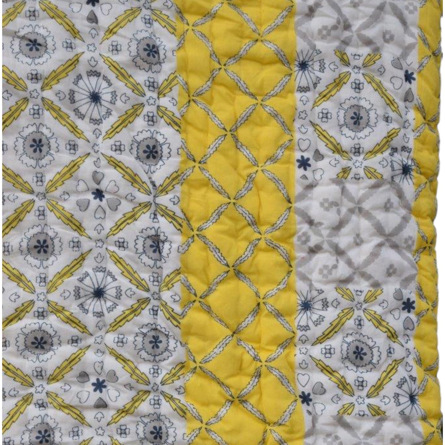 Cotton Lightweight Yellow Blue Printed Quilt