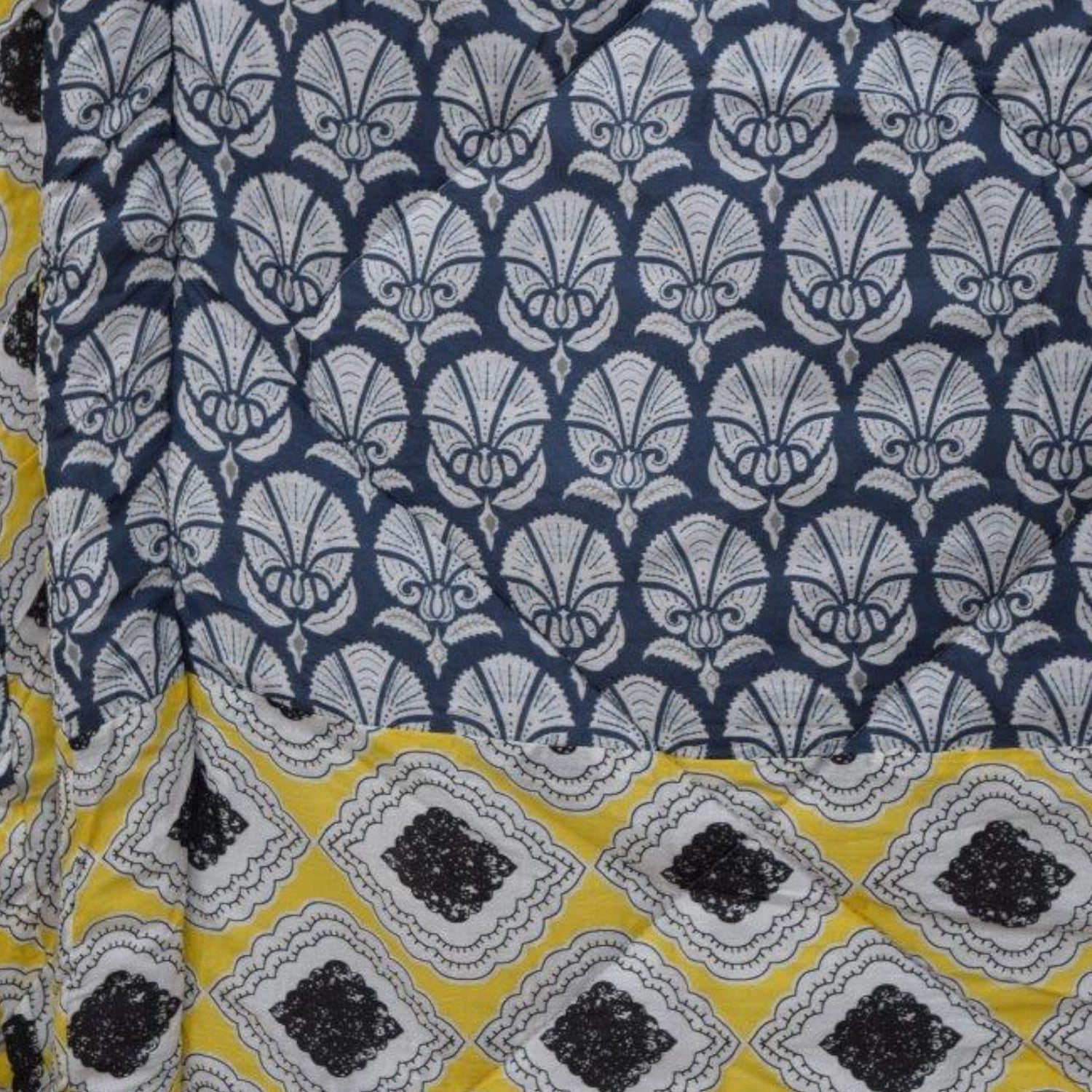 Cotton Yellow Blue Lightweight Printed Quilt