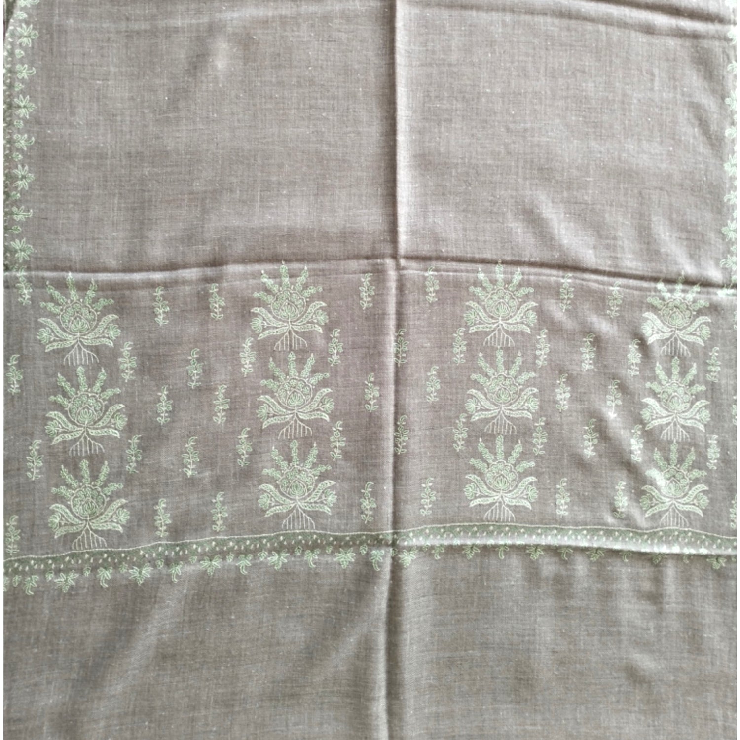 Hand Embroidered Natural Tan Pashmina