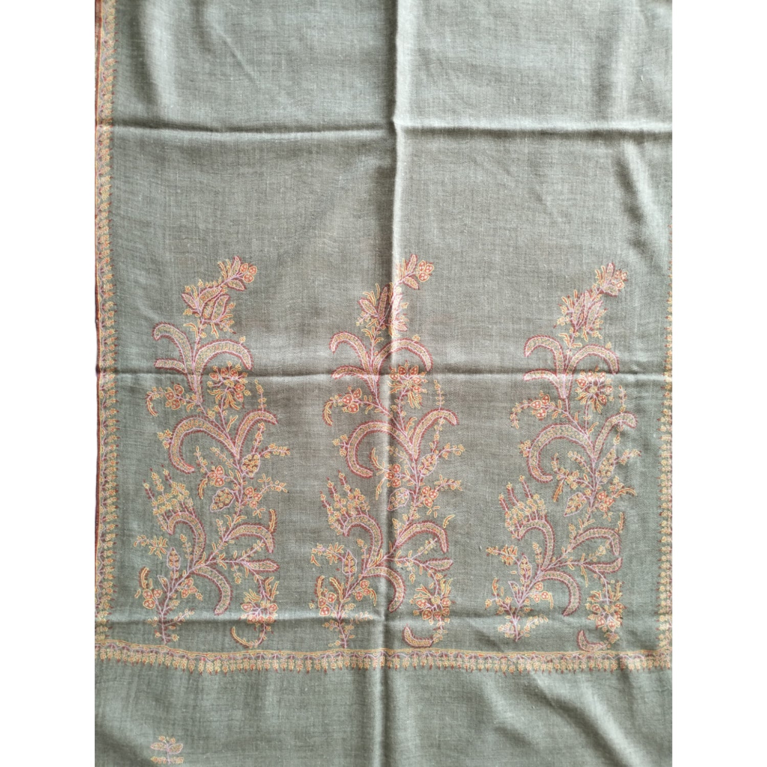 Sozni Embroidered Tan Pashmina