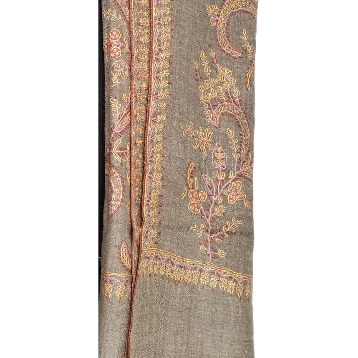 Sozni Embroidered Tan Pashmina