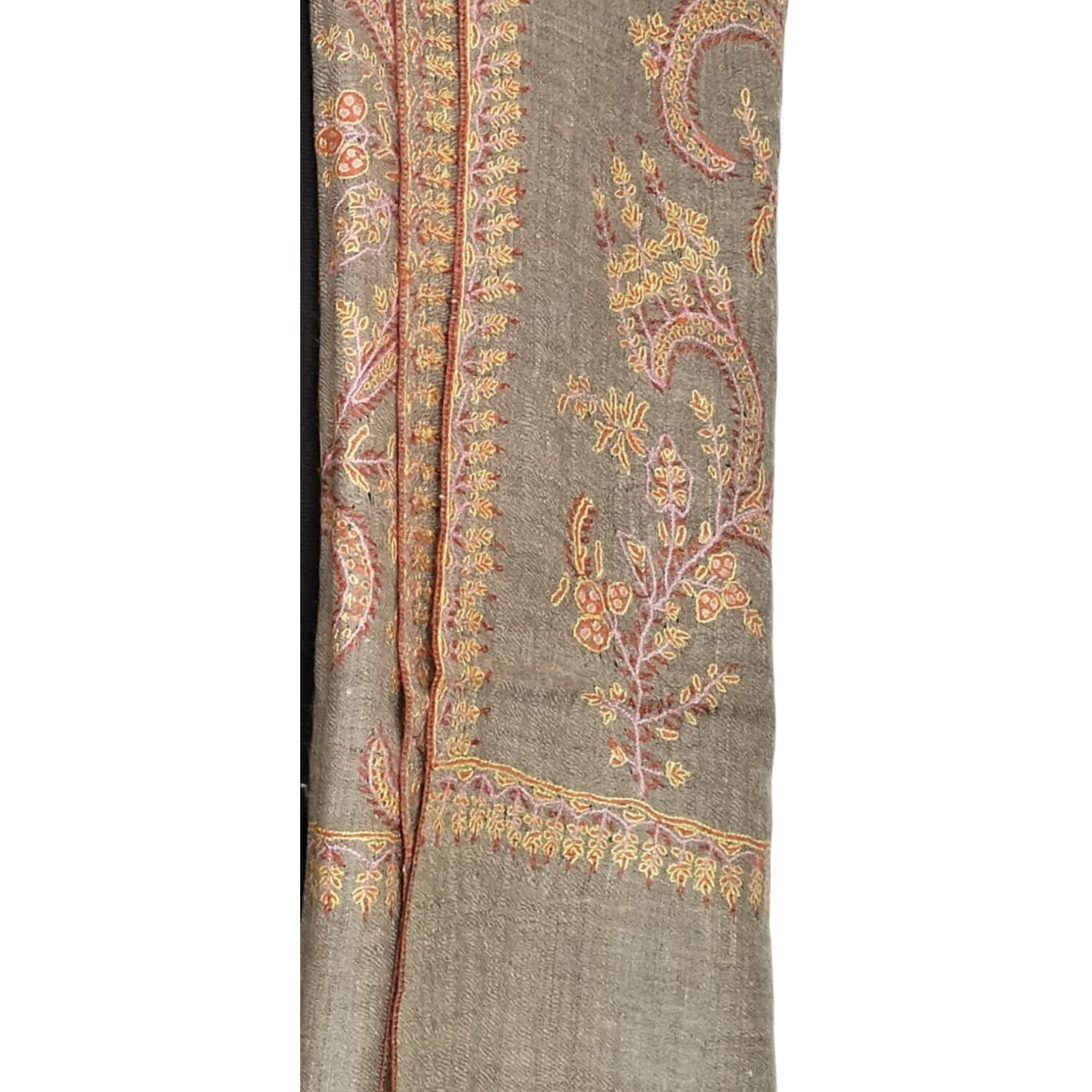 Sozni Embroidered Tan Pashmina