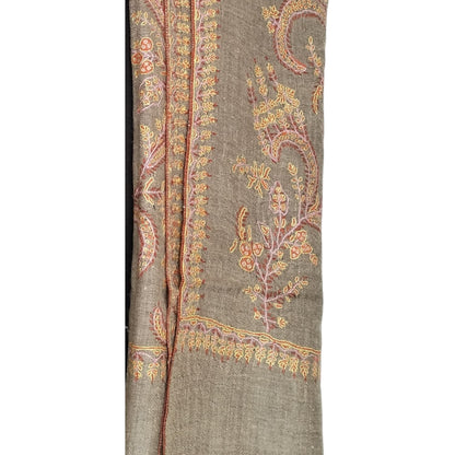 Sozni Embroidered Tan Pashmina