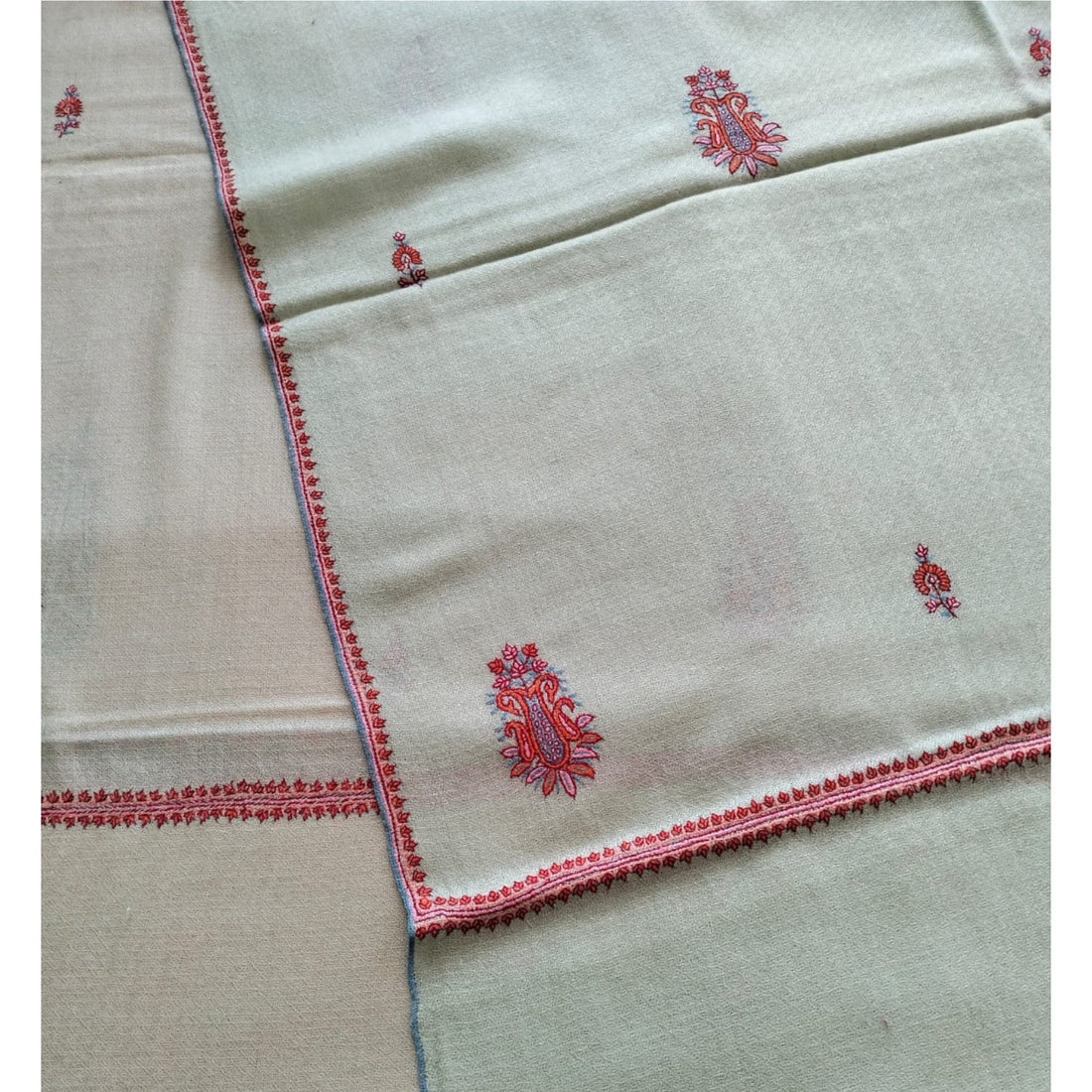 Hand Embroidered Lime Green Pashmina