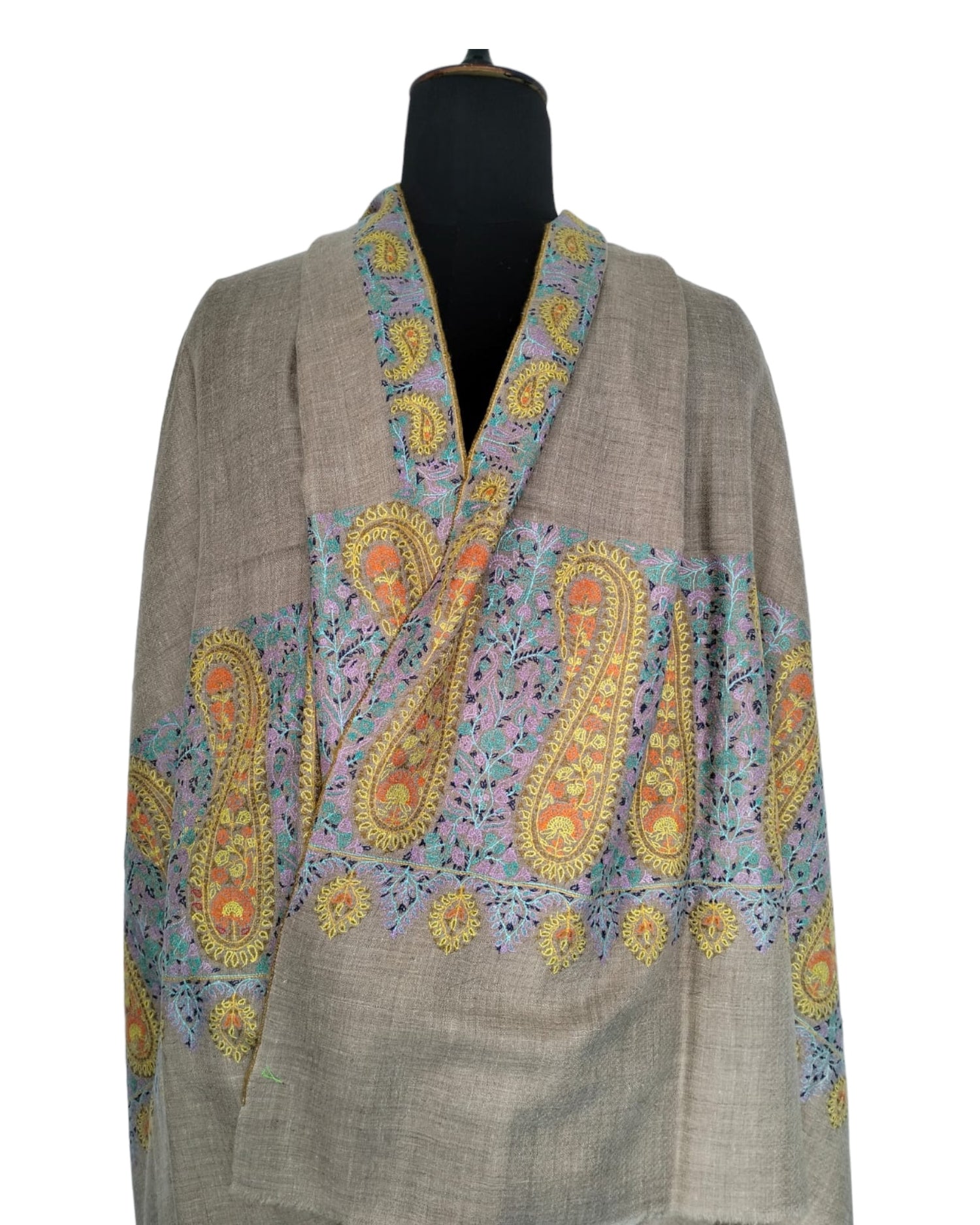 Handwoven Paisley Embroidered Pashmina