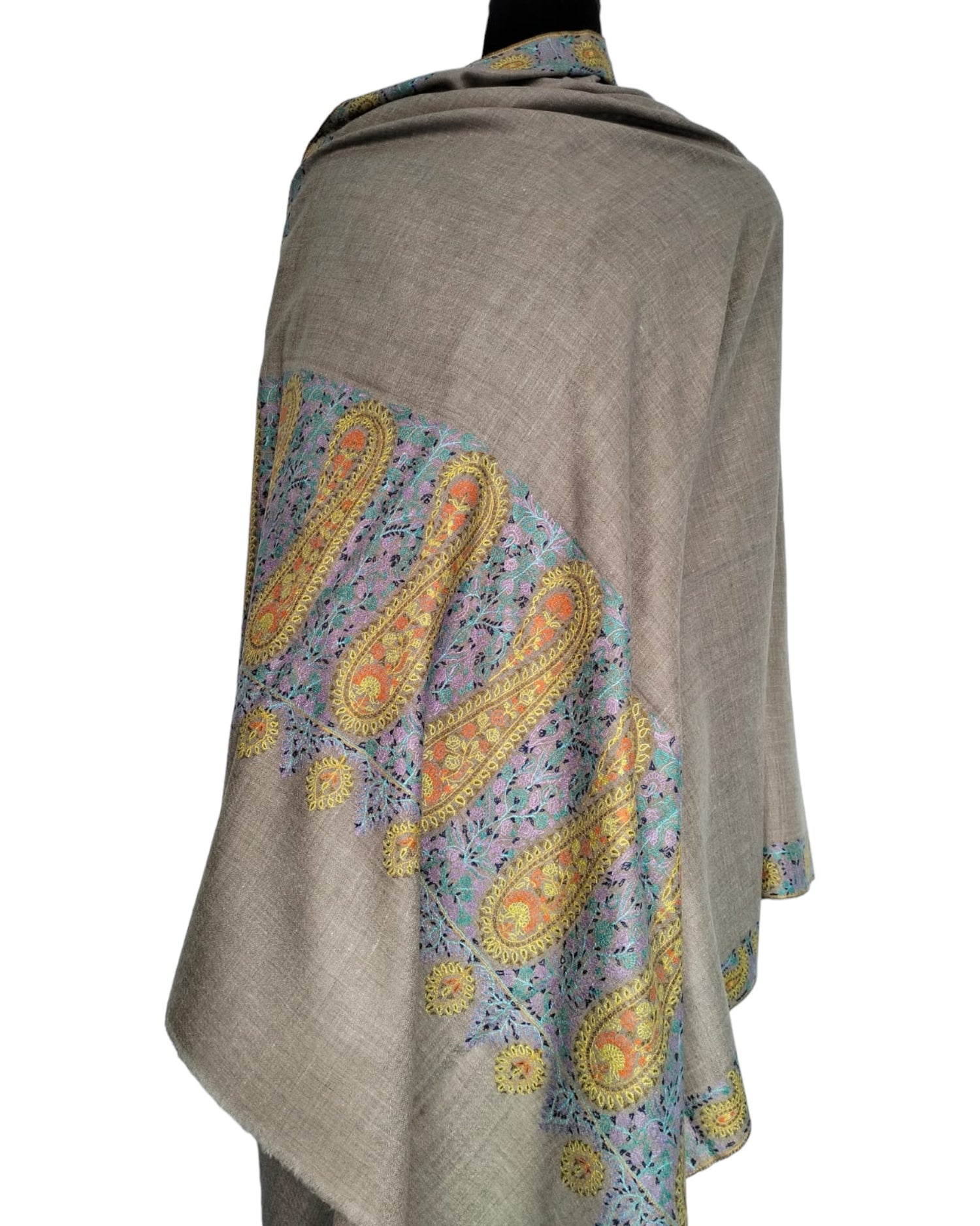 Handwoven Paisley Embroidered Pashmina