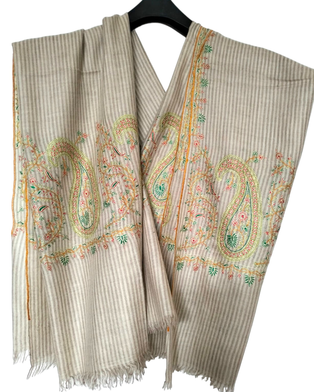 Natural Embroidered Pashmina