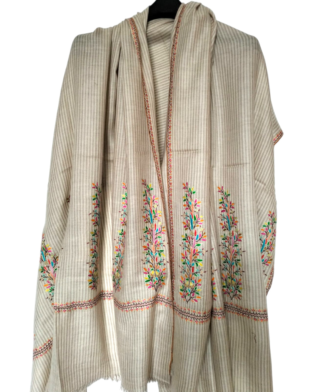 Natural Leaf Embroidered Pashmina