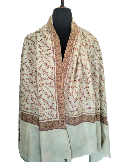 White Sequence Embroidered Pashmina