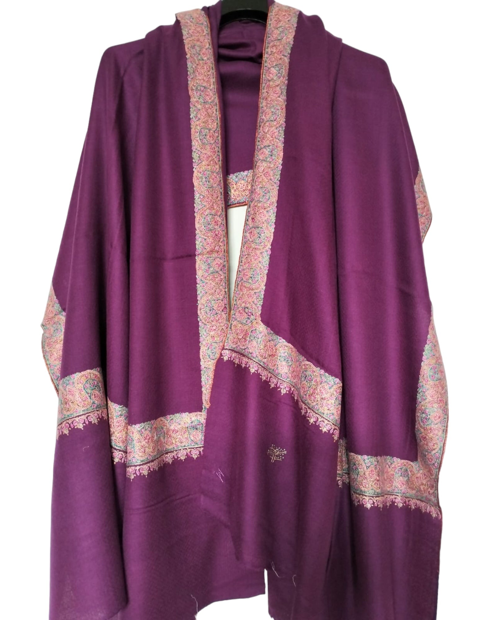 Purple Embroidered Pashmina