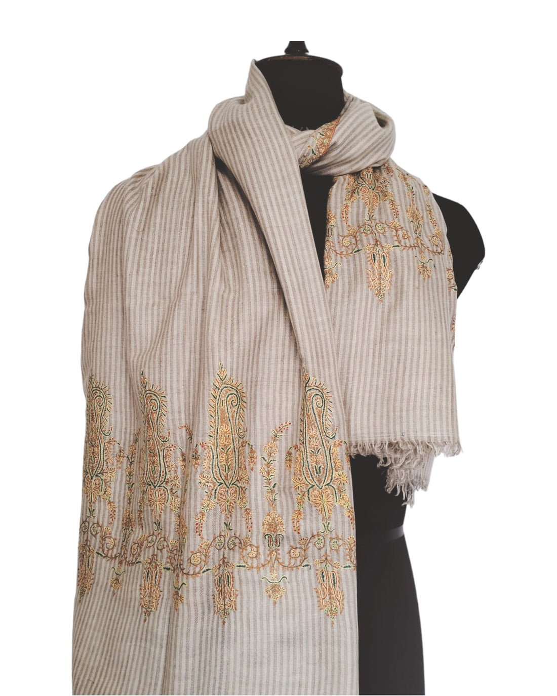 Beige Luxe Embroidered Pashmina