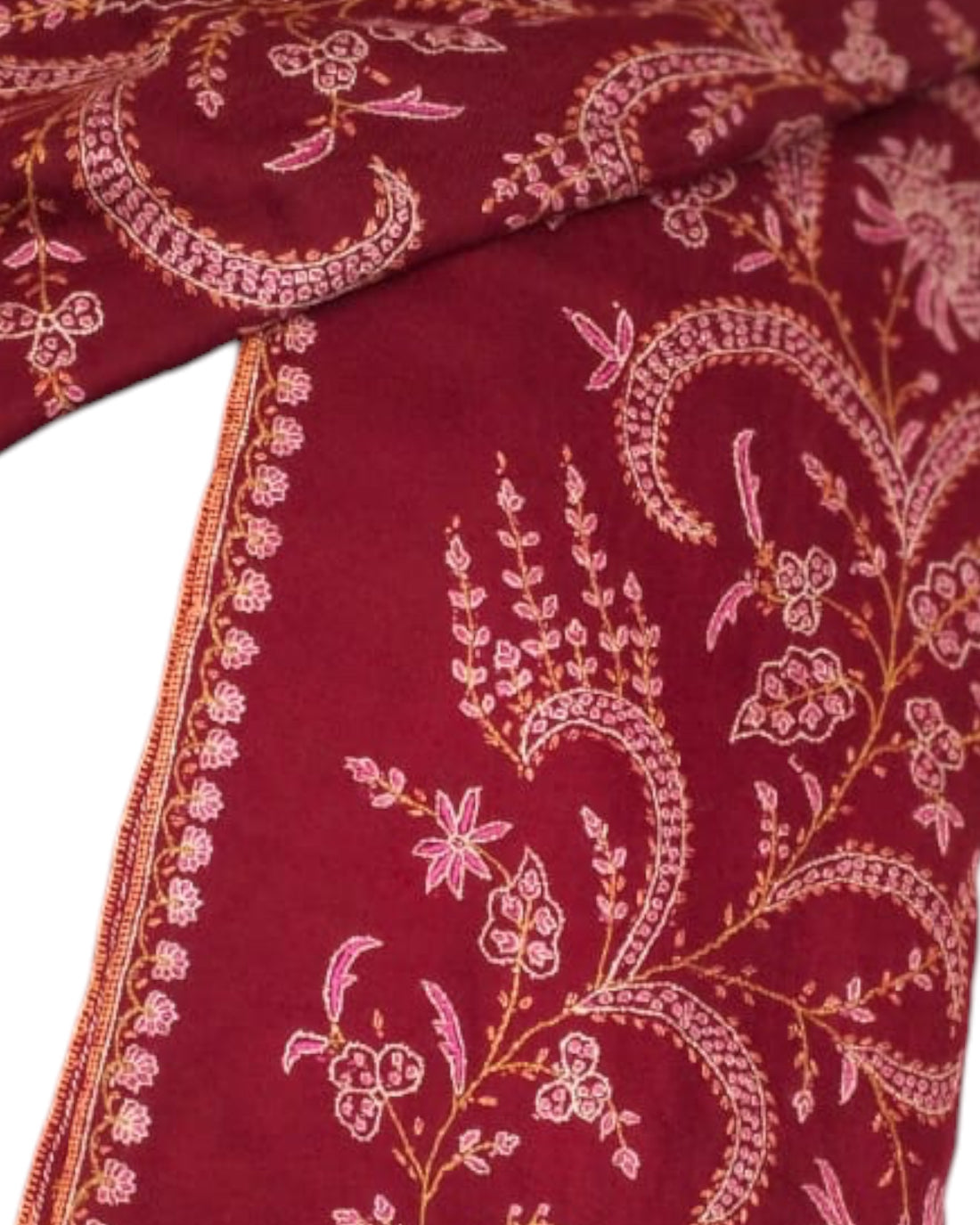 Red Embroidered Handwoven Pashmina