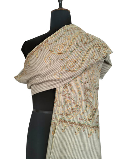 White Hand Embroidered Pashmina