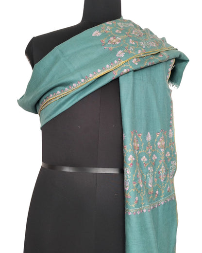 Teal Embroidered Pashmina