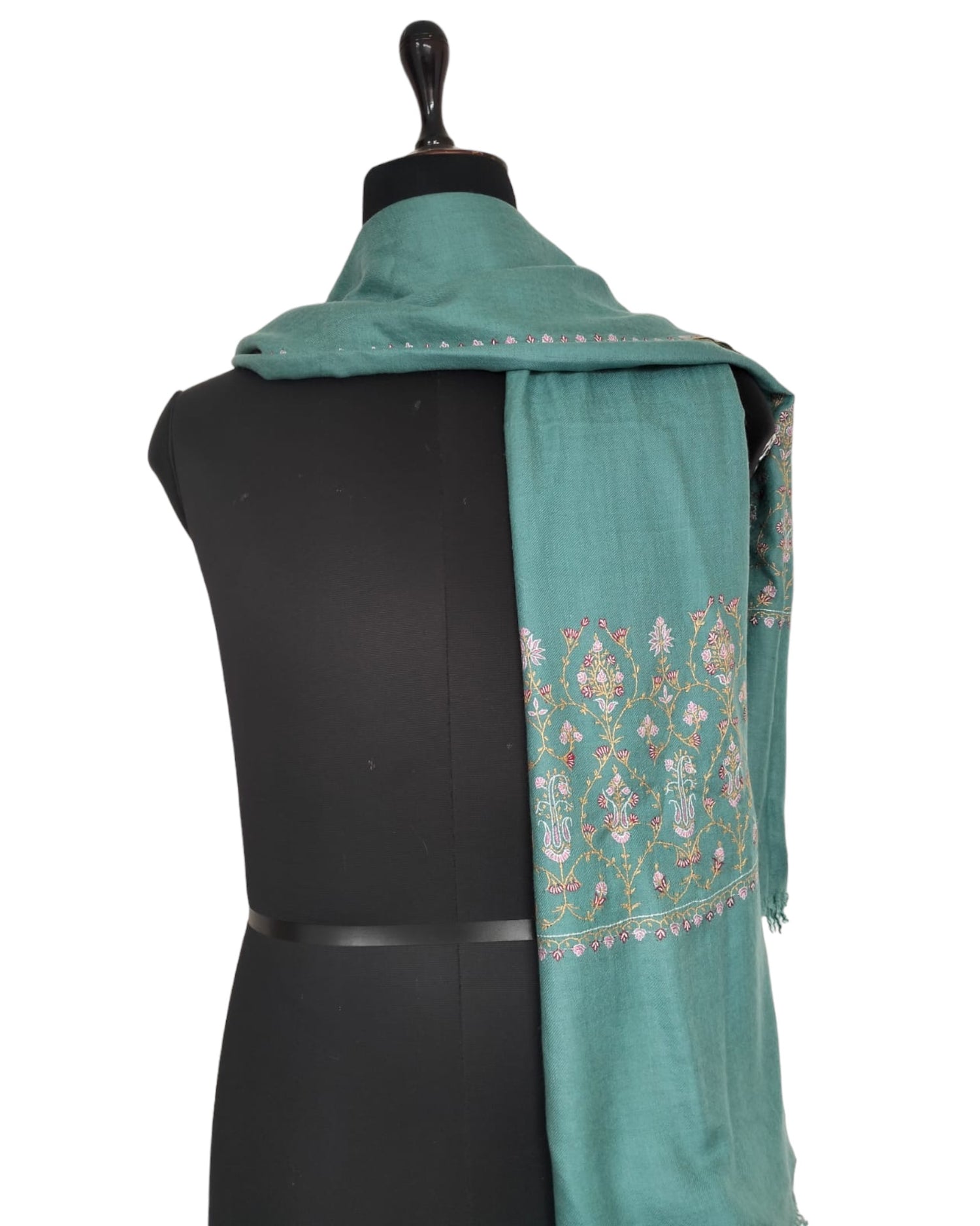 Teal Embroidered Pashmina