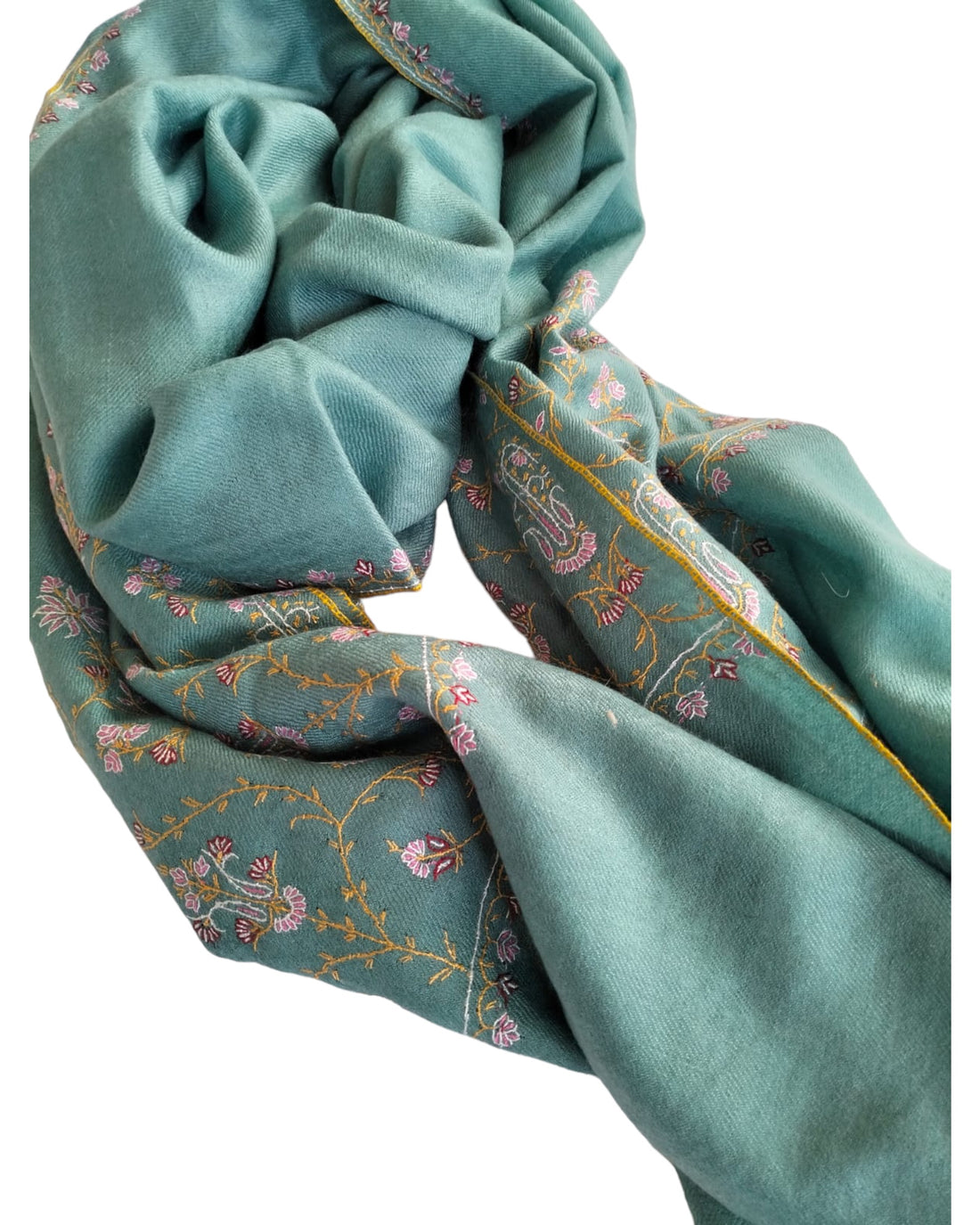 Teal Embroidered Pashmina