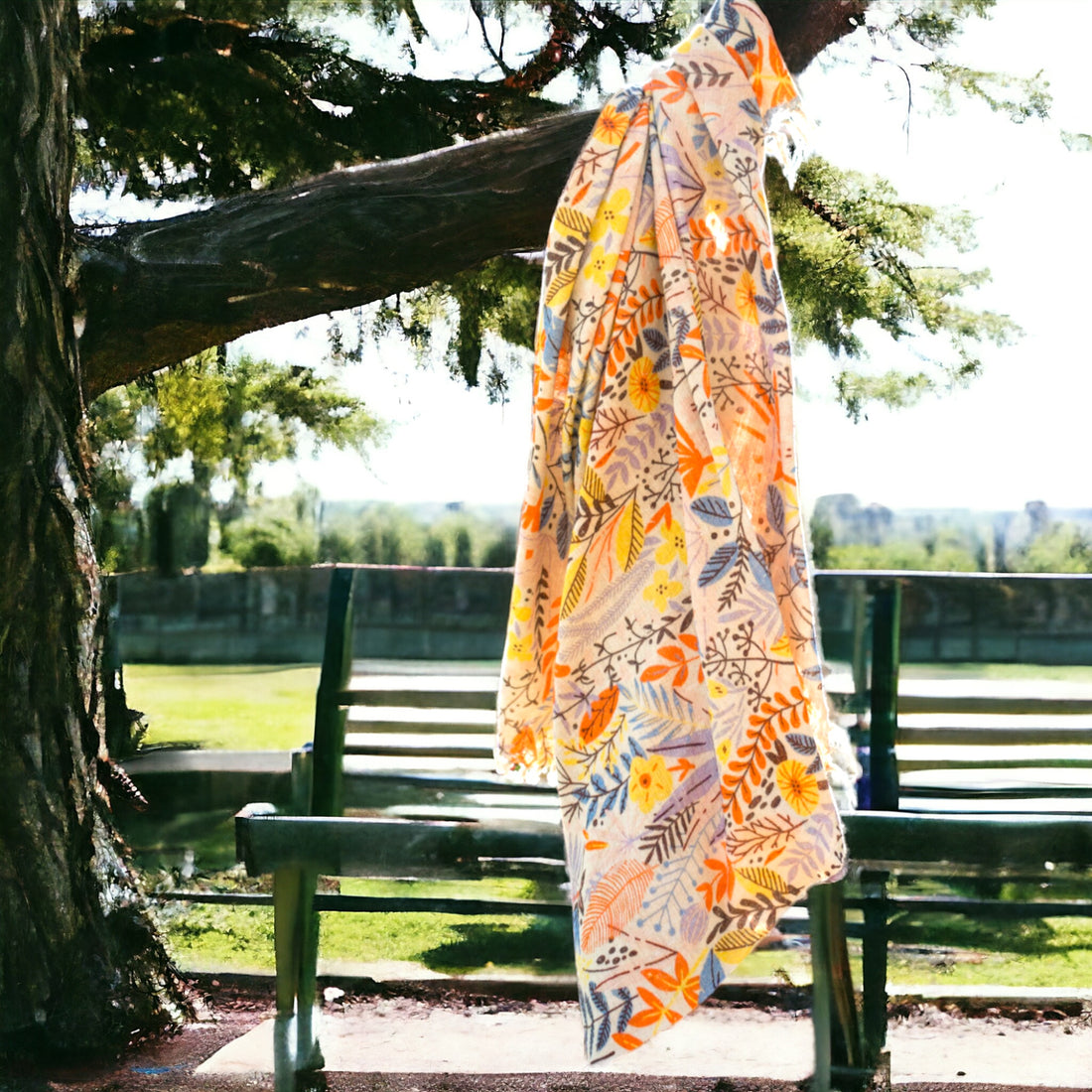 Natural Springtime Digital Print Sofa Throw