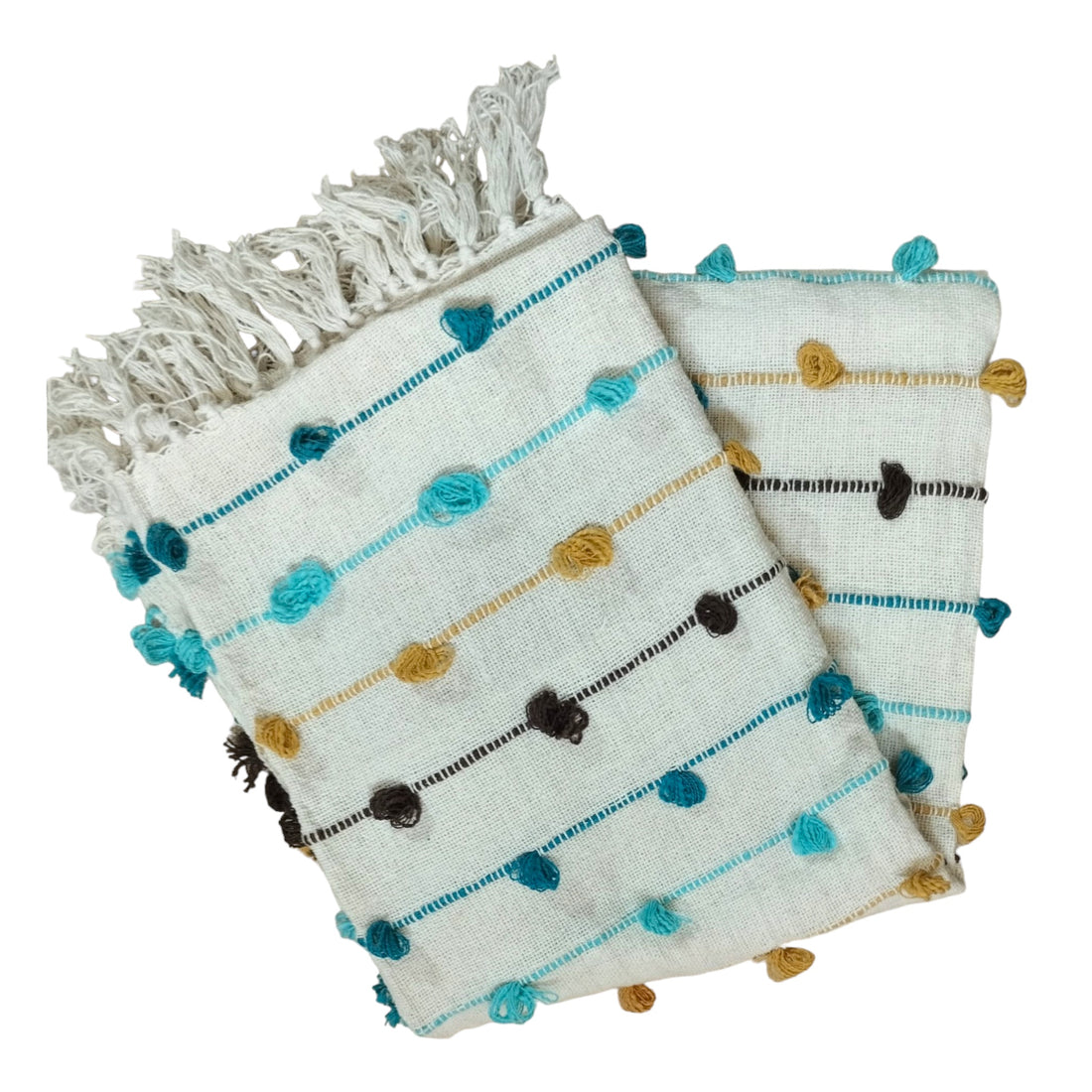 Handmade Cotton Motley Woven Sofa Throw