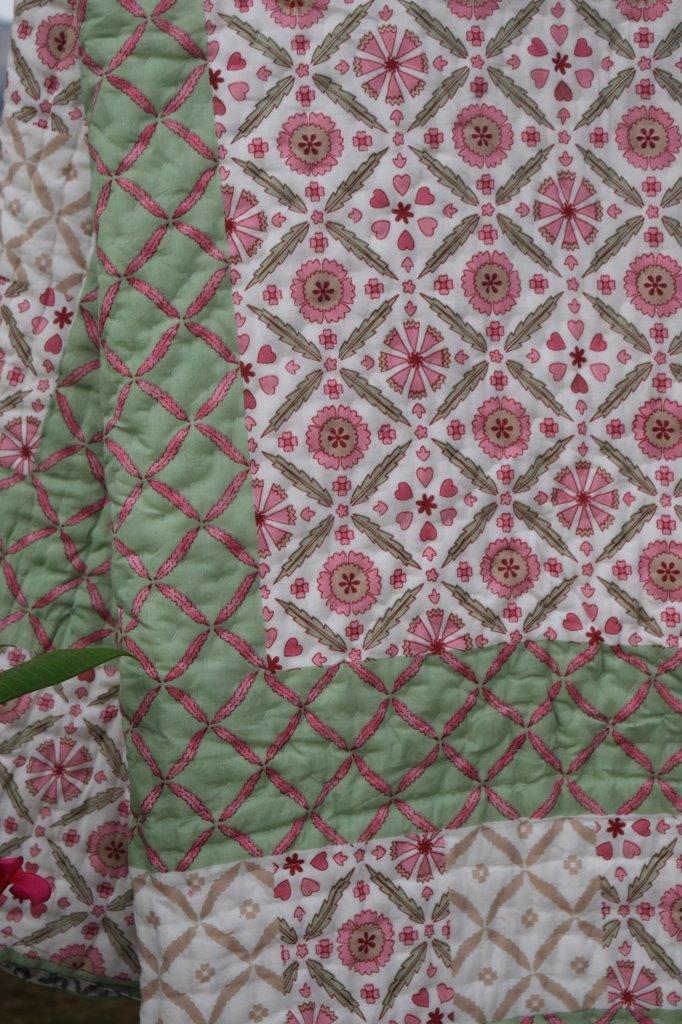 Cotton Green Lightweight Printed Quilt