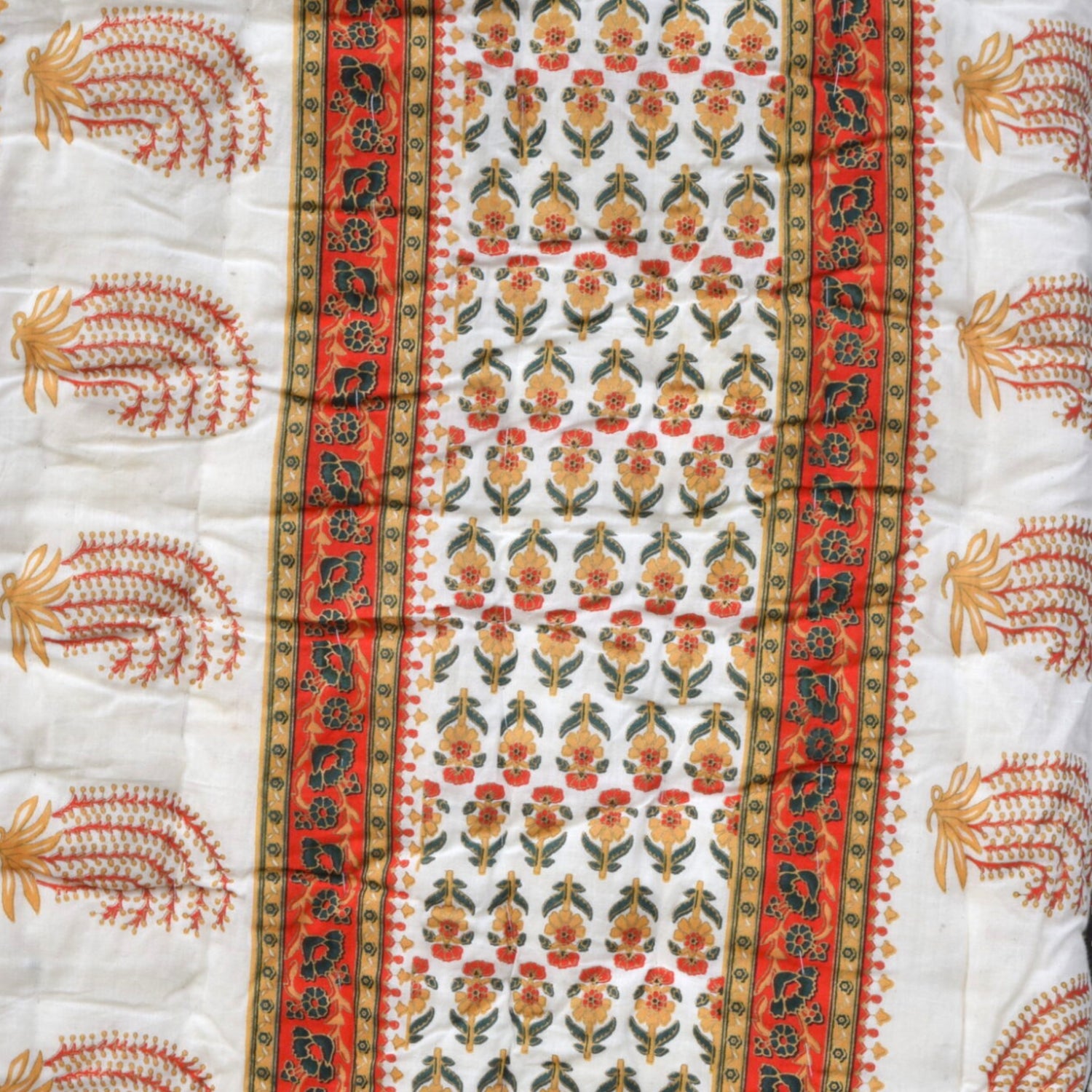 Cotton Lightweight Red Orange Printed Quilt