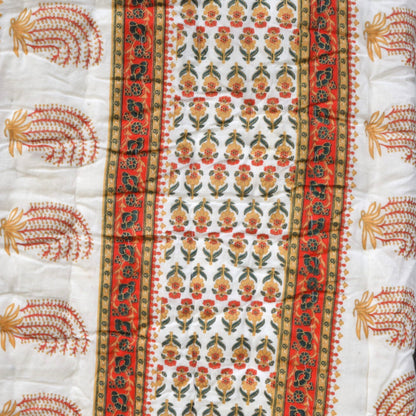 Cotton Lightweight Red Orange Printed Quilt