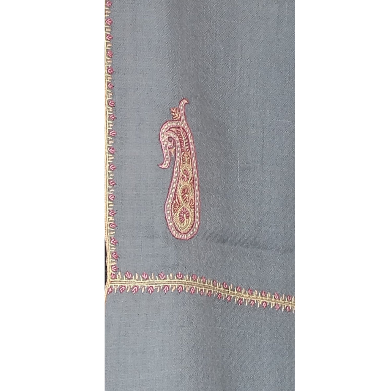 Kashmir Grey Hand Embroidered Pashmina