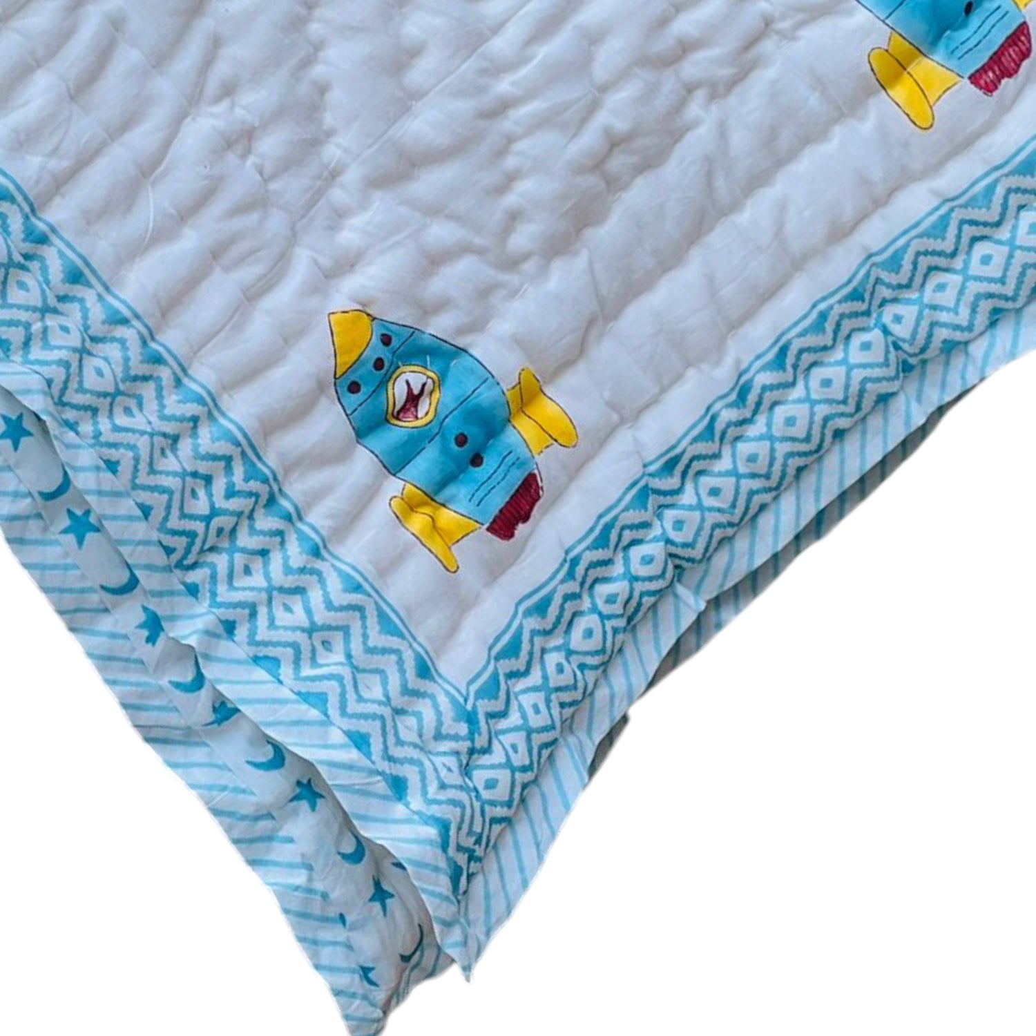 Lightweight Handblock fly Print Baby Quilt