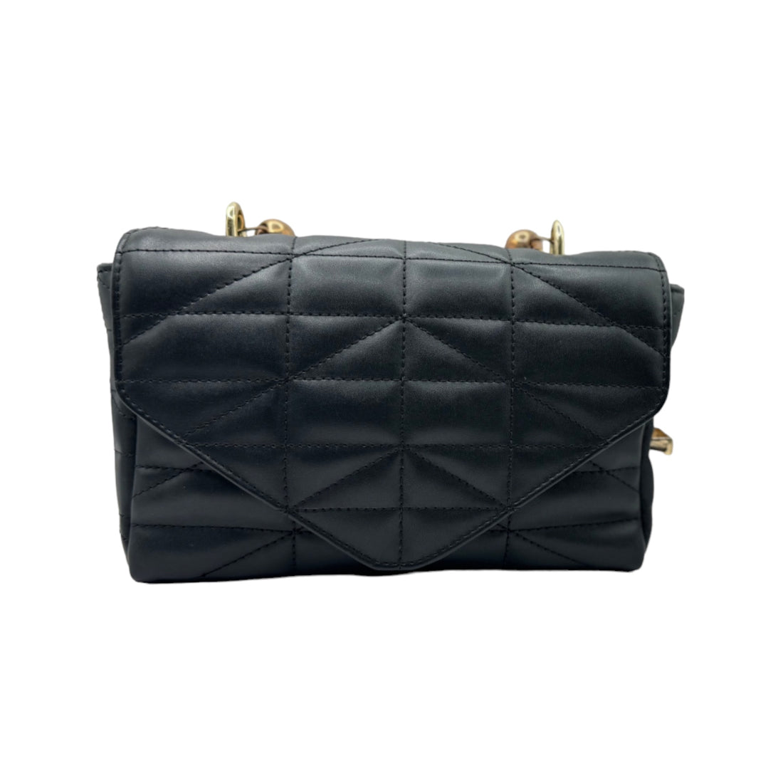 Ladies Leather Quilted Bag with beaded handle
