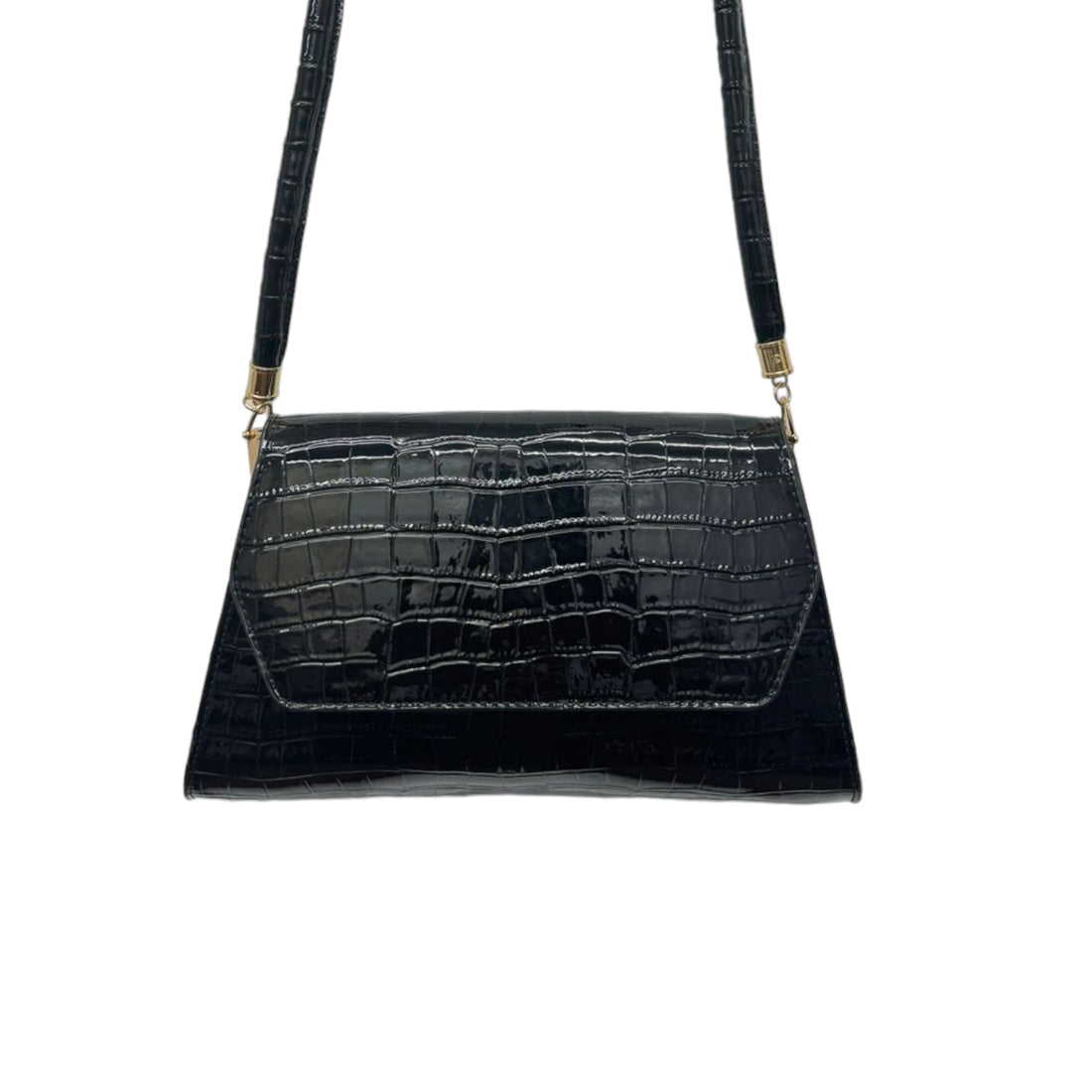 Leather Croco Print Patent handbag
