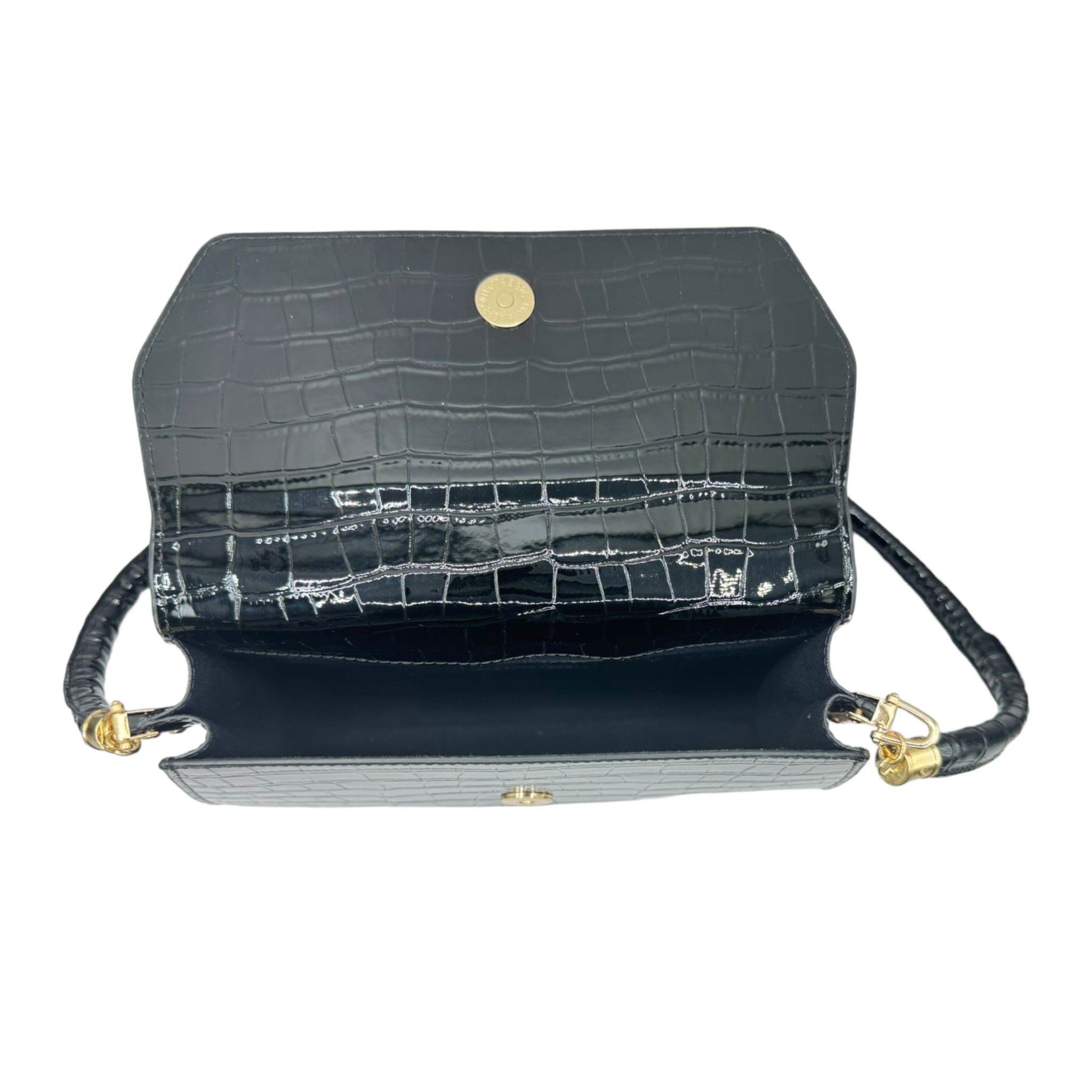 Leather Croco Print Patent handbag