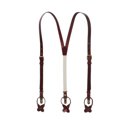 Mens Leather solid color adjustable suspenders