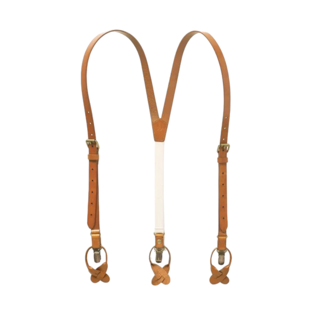 Mens Leather solid color adjustable suspenders