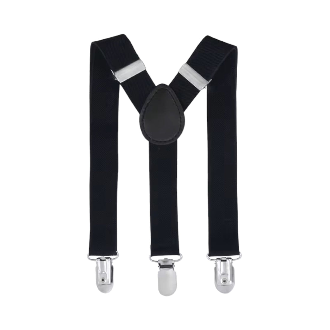 Mens Solid Color Cotton Elastic Suspender with leather trims