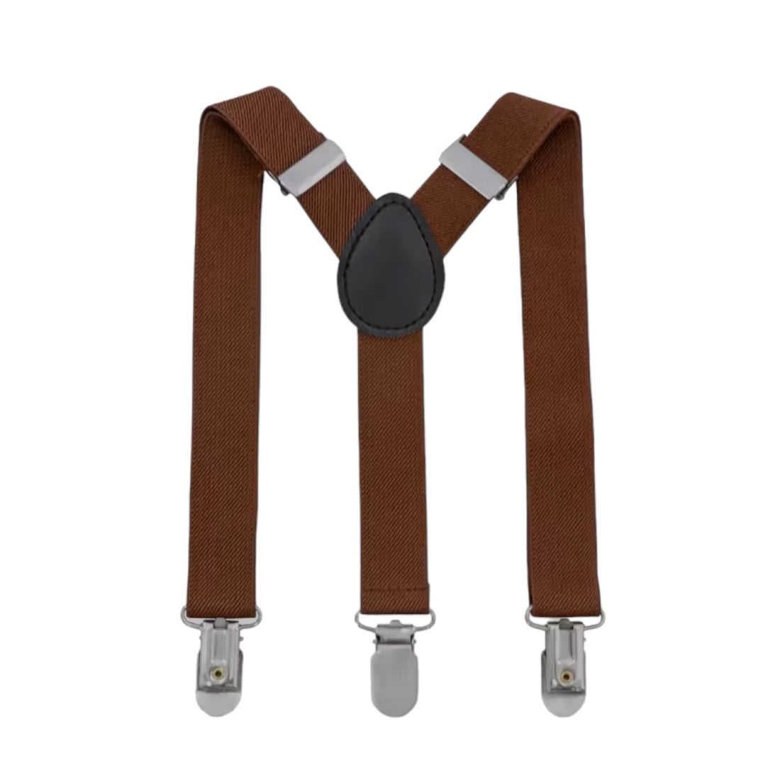 Mens Solid Color Cotton Elastic Suspender with leather trims