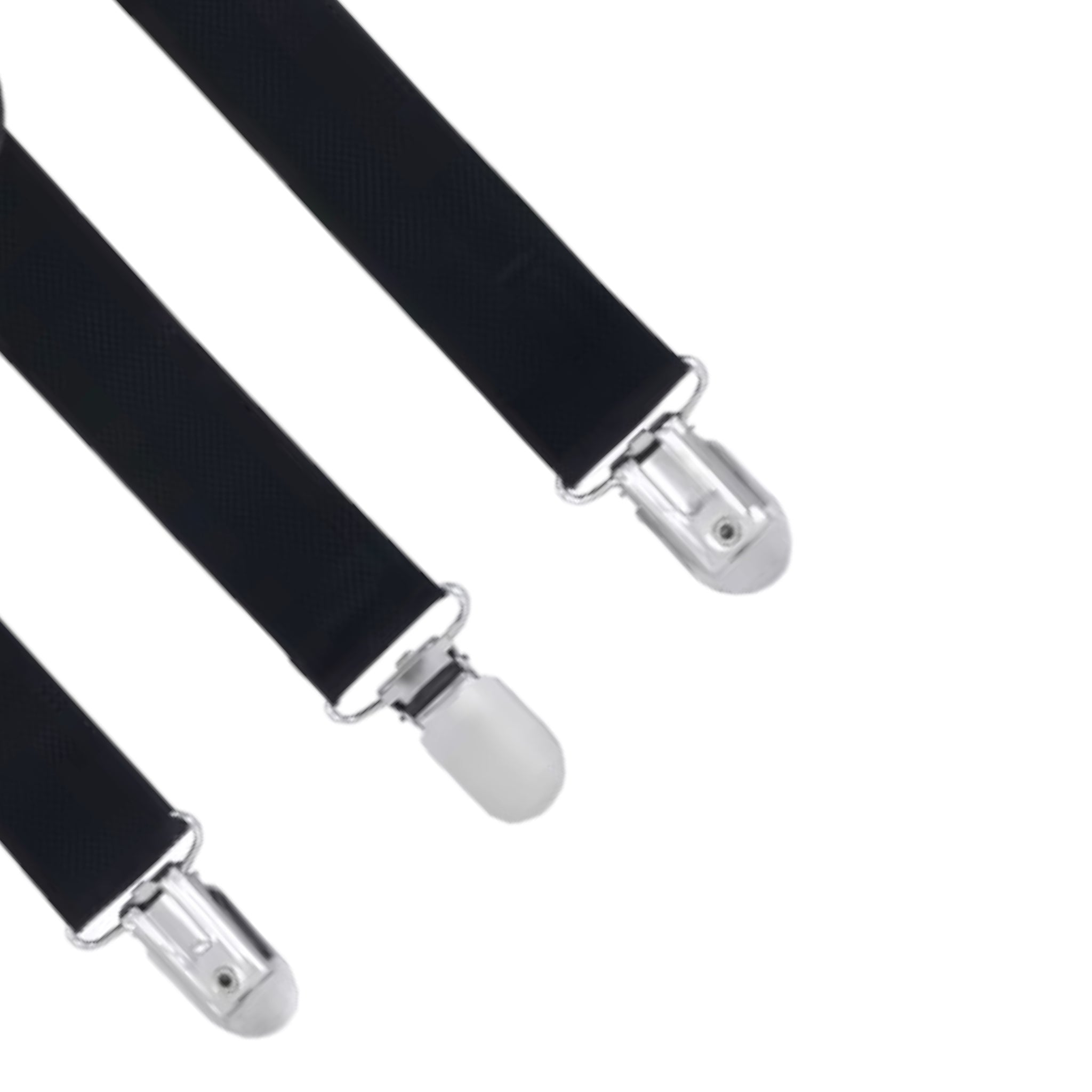 Mens Solid Color Cotton Elastic Suspender with leather trims