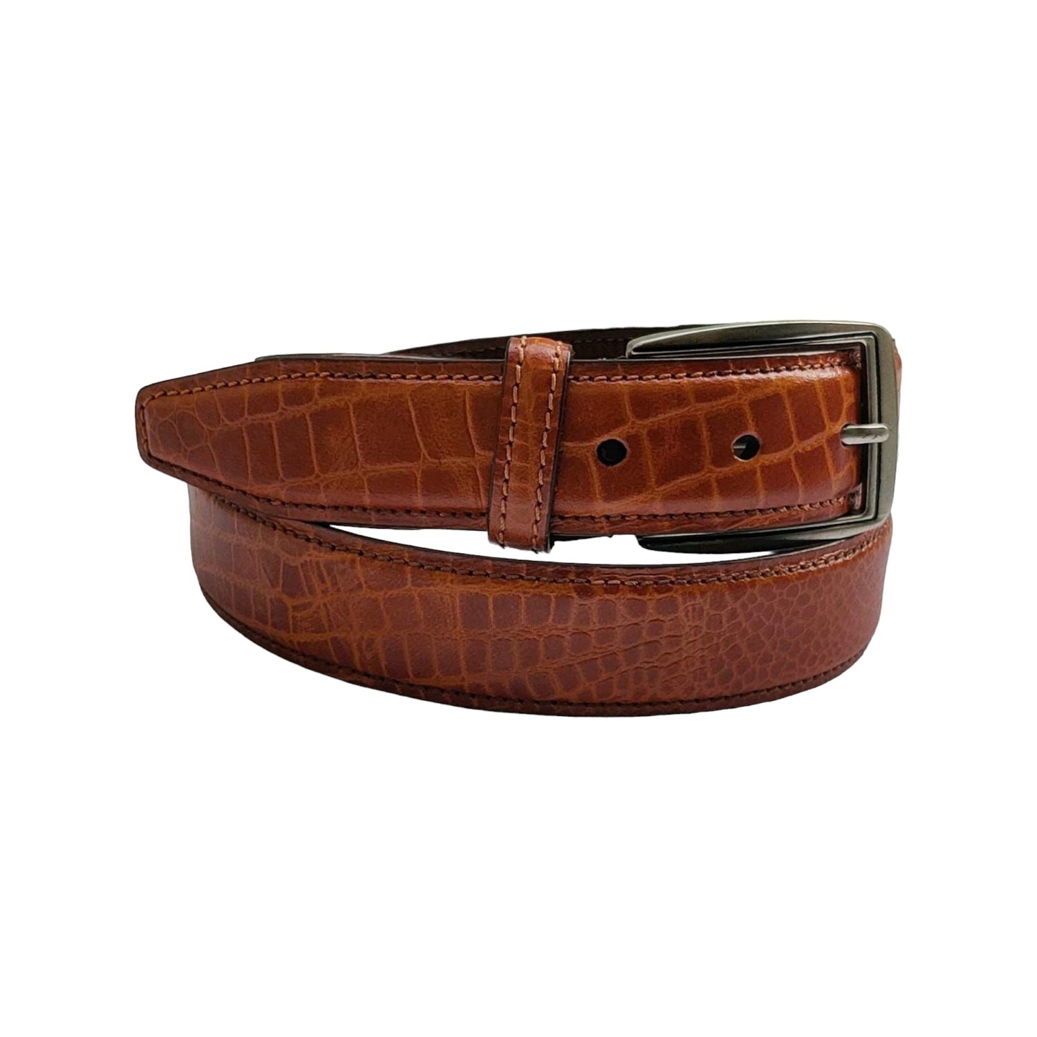 Mens Croc Print Leather Belt