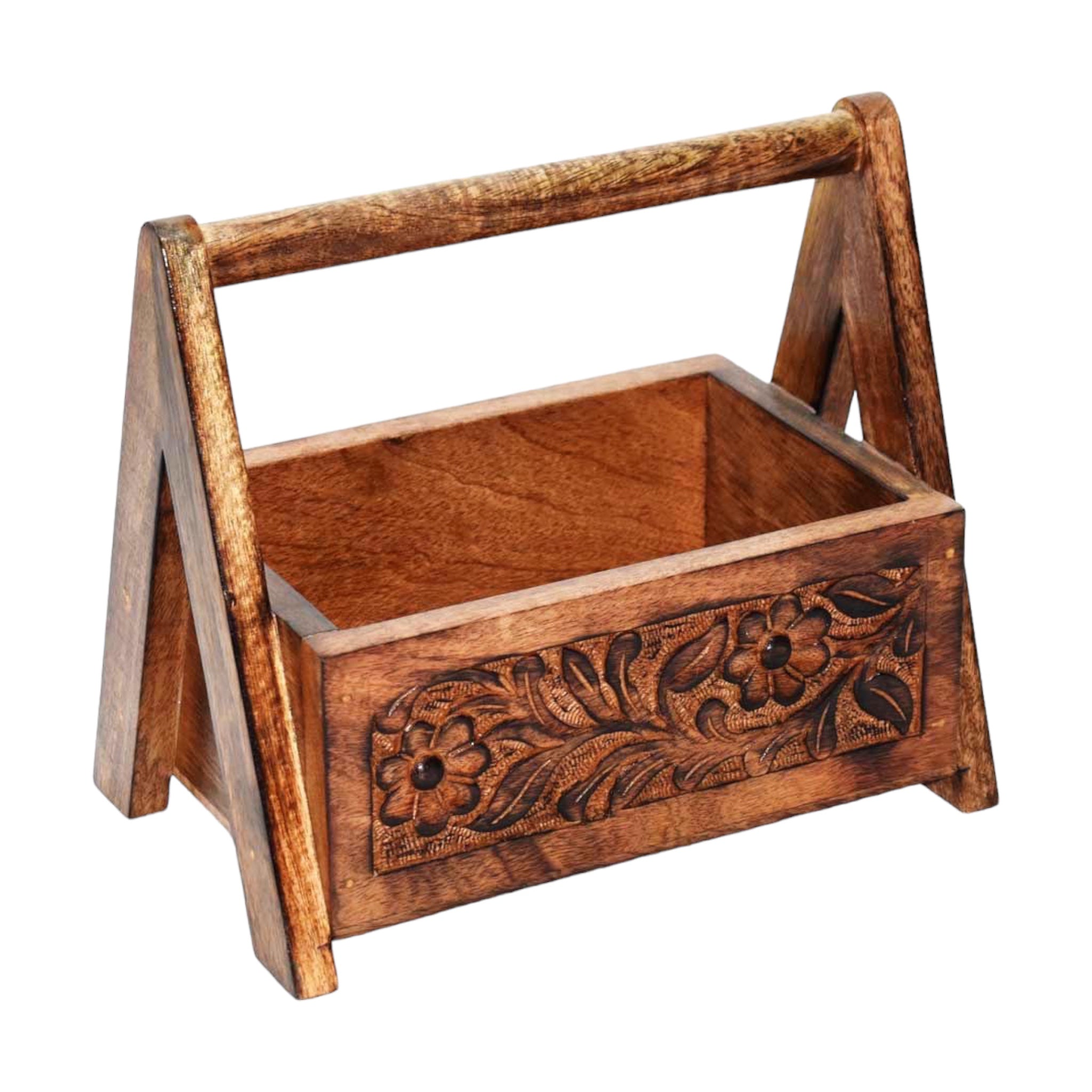 Carved Multipurpose Wooden Caddy