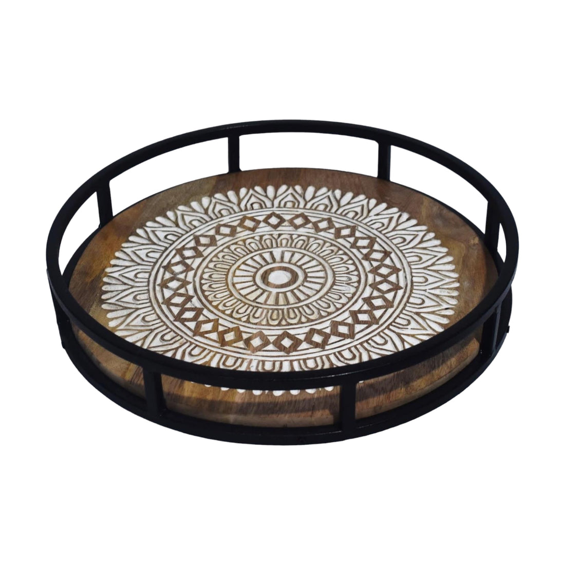 Wooden Intricate design Tray with Handle